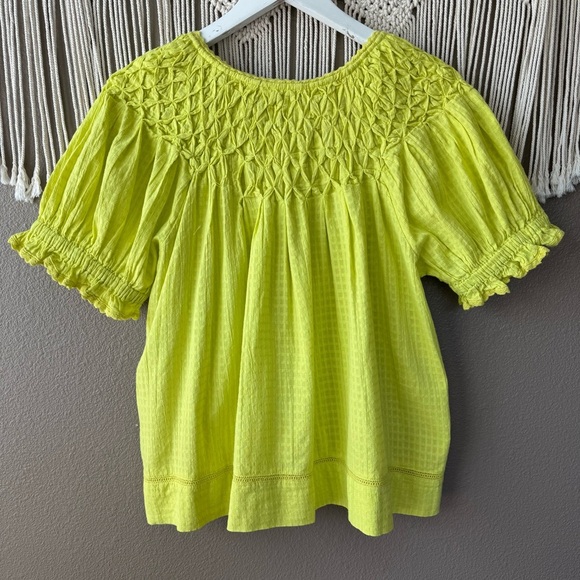 Sundance Sweatpea Smocked Puff Sleeve Tee Blouse Top NWT H - Picture 3 of 8